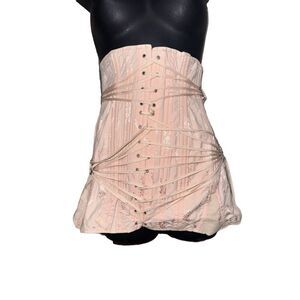 RARE Vintage 40s -50s Jacquard pale pink fabric with delicate flowers lacing cor